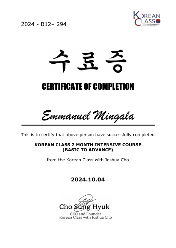 An image for Korean Class (Basic to Advanced)